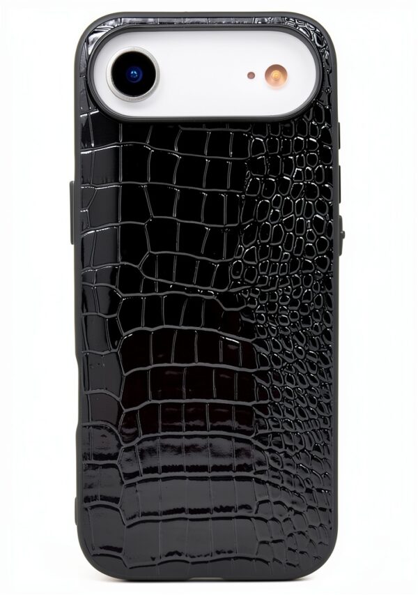 Custodia iPhone 17 Pro Max DMaos in pelle coccodrillo nera Slim Fit-1