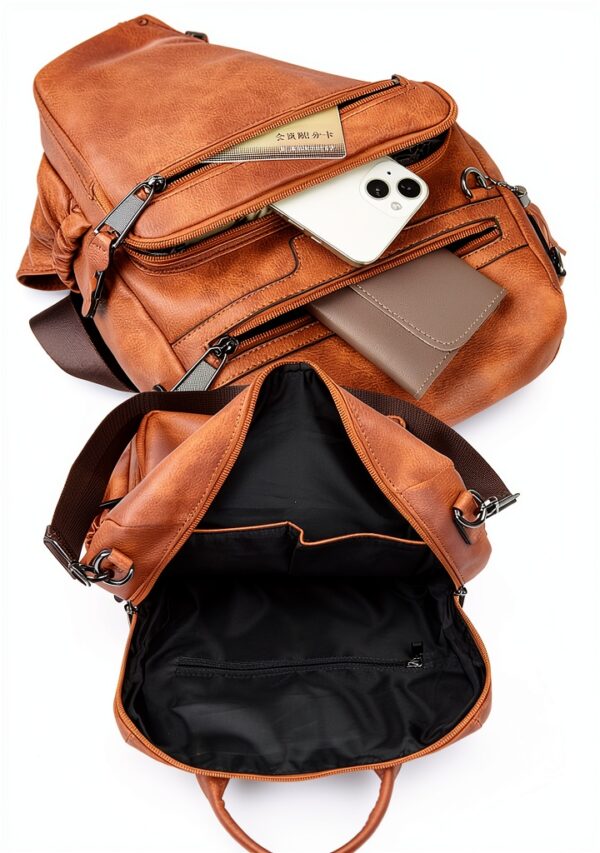 Monitika Zainetto Donna Marrone PU Pelle Convertibile Multiuso-5