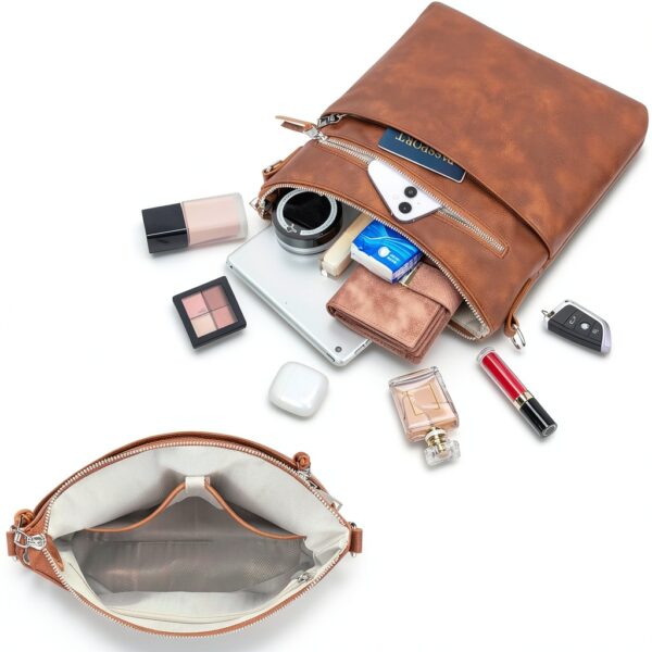 LUROON Borsa Tracolla Donna in Pelle Vegana – 31x30x7 cm, 5 Colori-3