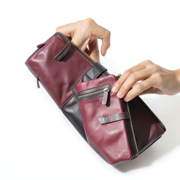 Portafoglio Donna Pelle Vera - Portamonete RFID Fatto a mano - Porta Tessere Firmato Rosso - Regalo Perfetto.-8