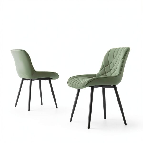 YOUNIKE Sedia Sala da Pranzo Set di 2 Sedie da Cucina Moderna, Sedie da Salotto con Sedile Imbottito più Spesso in Pelle PU con Piedi in Metallo, Verde-3