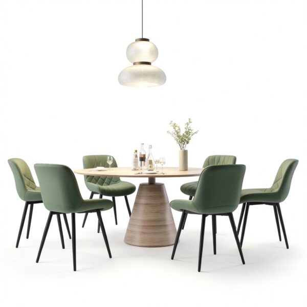 YOUNIKE Sedia Sala da Pranzo Set di 2 Sedie da Cucina Moderna, Sedie da Salotto con Sedile Imbottito più Spesso in Pelle PU con Piedi in Metallo, Verde-4