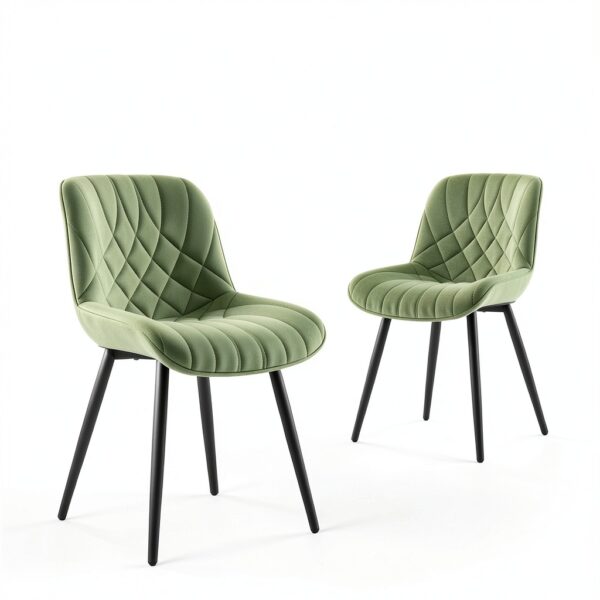 YOUNIKE Sedia Sala da Pranzo Set di 2 Sedie da Cucina Moderna, Sedie da Salotto con Sedile Imbottito più Spesso in Pelle PU con Piedi in Metallo, Verde-0