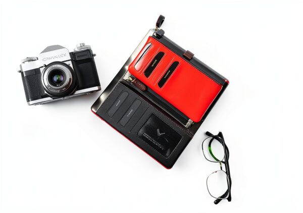 Portafoglio Donna Pelle Vera - Portamonete RFID Fatto a mano - Porta Tessere Firmato Rosso - Regalo Perfetto.-9