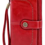 Portafoglio Donna in Pelle PU RFID Grande Capacità Blu Pavone-0