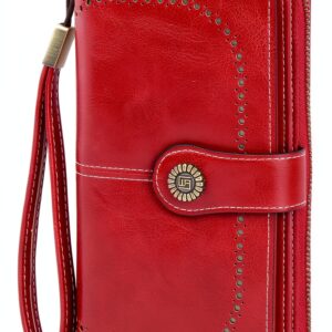 Portafoglio Donna in Pelle PU RFID Grande Capacità Blu Pavone-0
