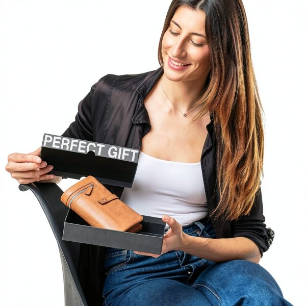 Portafoglio Donna Pelle Vera – Portafoglio Donna Firmato Grande Capacità con RFID – Porta Tessere Elegante - Porta carte di crédito - Portamonete Idea Regalo Perfetta, Cognac-6