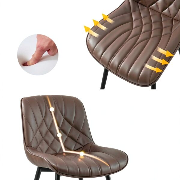 YOUNIKE Sedia Sala da Pranzo Set di 2 Sedie da Cucina Moderna, Sedie da Salotto con Sedile Imbottito più Spesso in Pelle PU con Piedi in Metallo, Marrone-2