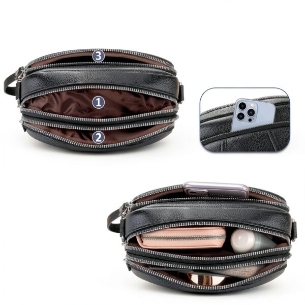 Borsa a Tracolla JUYANO PU Pelle con Tracolla e 3 Scomparti-3