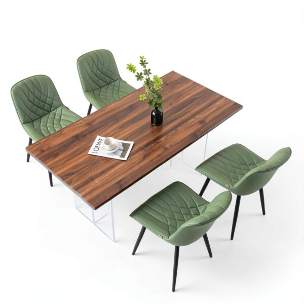 YOUNIKE Sedia Sala da Pranzo Set di 2 Sedie da Cucina Moderna, Sedie da Salotto con Sedile Imbottito più Spesso in Pelle PU con Piedi in Metallo, Verde-6