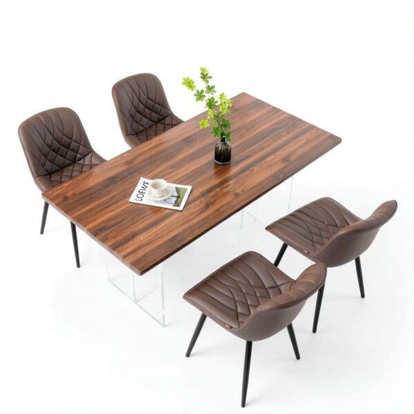 YOUNIKE Sedia Sala da Pranzo Set di 2 Sedie da Cucina Moderna, Sedie da Salotto con Sedile Imbottito più Spesso in Pelle PU con Piedi in Metallo, Marrone-3