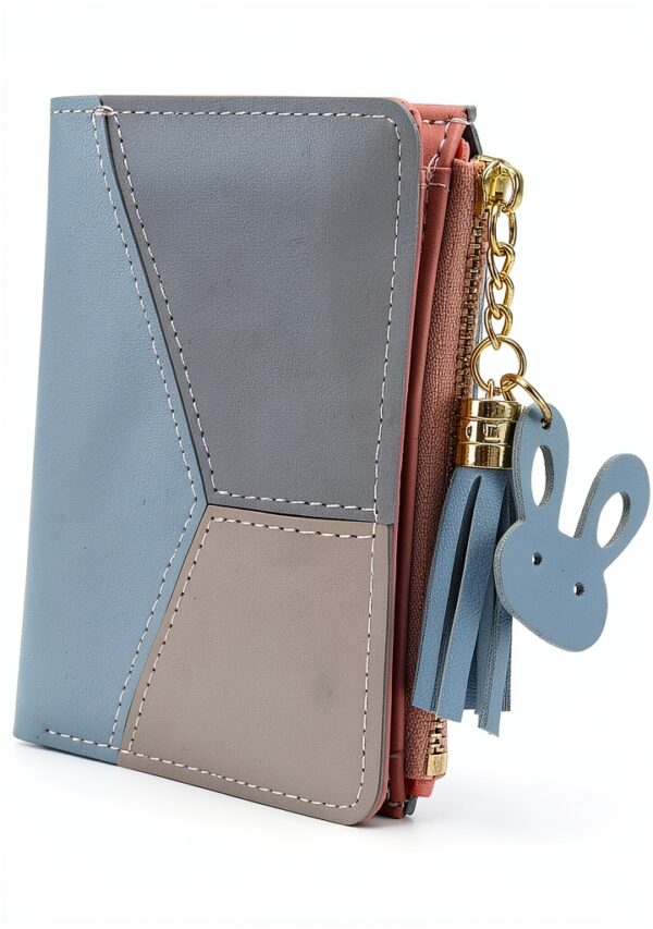 Portafoglio Donna in Pelle Sintetica Blu – Piccolo, Cerniera-5