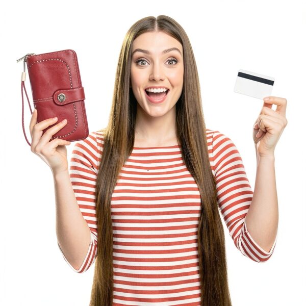 Portafoglio Donna HoaaiGo Grande Capacità RFID Blu Pavone-6