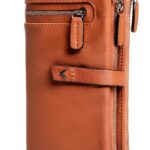 Portafoglio Donna Pelle Vera – Portafoglio Donna Firmato Grande Capacità con RFID – Porta Tessere Elegante - Porta carte di crédito - Portamonete Idea Regalo Perfetta, Cognac-0