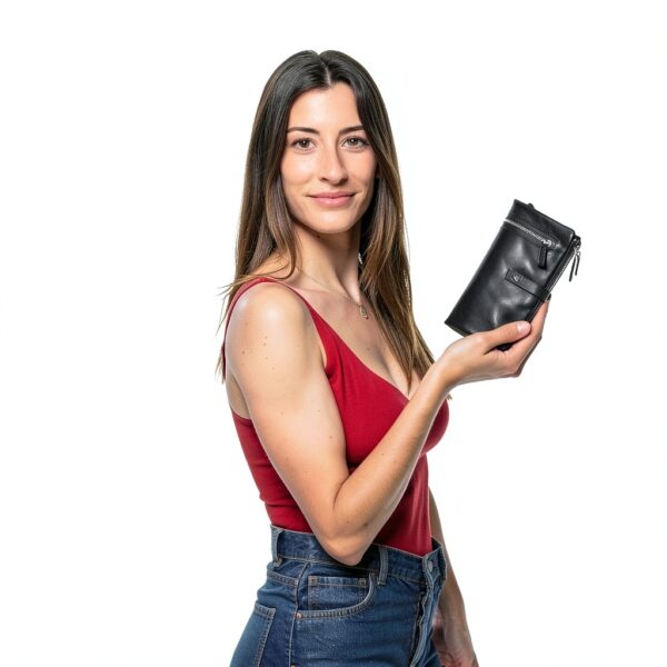 Portafoglio Donna Pelle Vera – Portafoglio Donna Firmato Grande Capacità con RFID – Porta Tessere Elegante - Porta carte di crédito - Portamonete Idea Regalo Perfetta, Nero-1