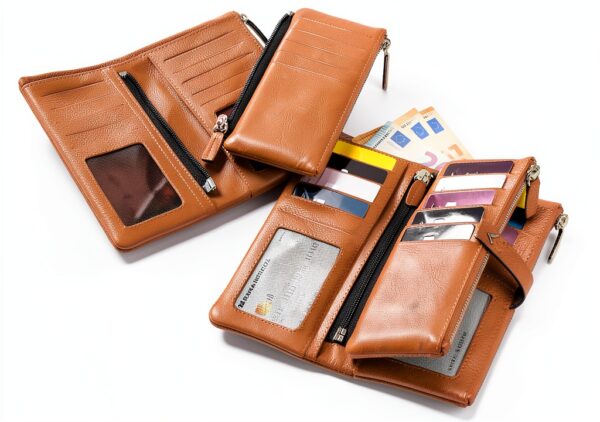 Portafoglio Donna Pelle Vera – Portafoglio Donna Firmato Grande Capacità con RFID – Porta Tessere Elegante - Porta carte di crédito - Portamonete Idea Regalo Perfetta, Cognac-2