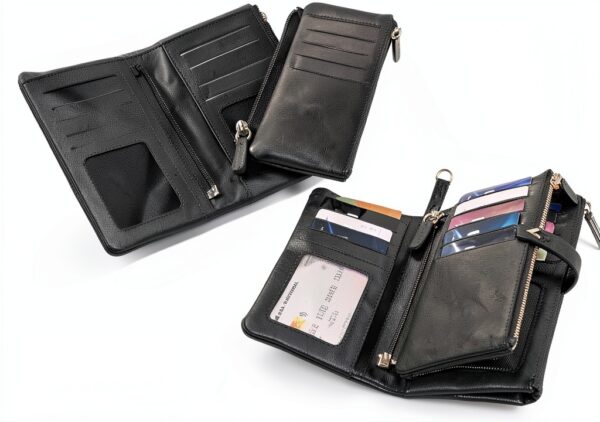 Portafoglio Donna Pelle Vera – Portafoglio Donna Firmato Grande Capacità con RFID – Porta Tessere Elegante - Porta carte di crédito - Portamonete Idea Regalo Perfetta, Nero-2
