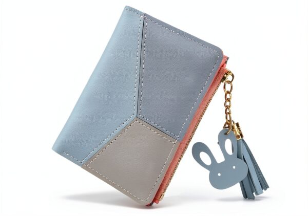 Portafoglio Donna in Pelle Sintetica Blu – Piccolo, Cerniera-0