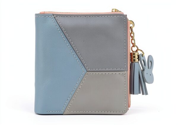 Portafoglio Donna in Pelle Sintetica Blu – Piccolo, Cerniera-1