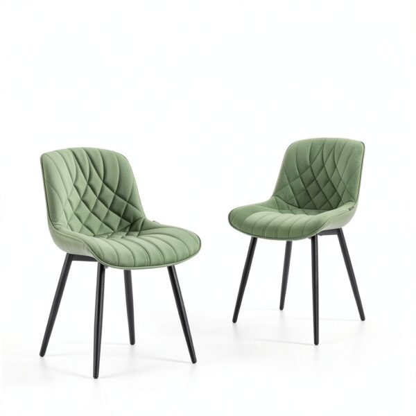 YOUNIKE Sedia Sala da Pranzo Set di 2 Sedie da Cucina Moderna, Sedie da Salotto con Sedile Imbottito più Spesso in Pelle PU con Piedi in Metallo, Verde-5