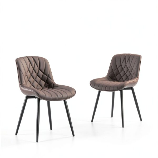 YOUNIKE Sedia Sala da Pranzo Set di 2 Sedie da Cucina Moderna, Sedie da Salotto con Sedile Imbottito più Spesso in Pelle PU con Piedi in Metallo, Marrone-8