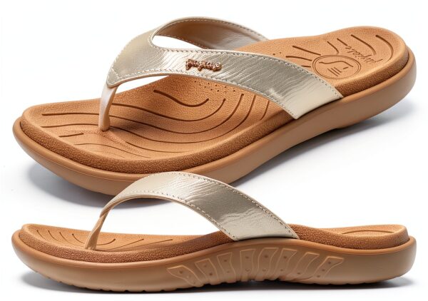 jiajiale Infradito Donna Moda Ortopediche Estive Comode Pelle Supporto Arco Plantare Flip Flop Doccia Spiaggia Piscina Aperte Mare Leggere Eleganti Ciabatte Antiscivolo Gomma Suole Beige EU38-0