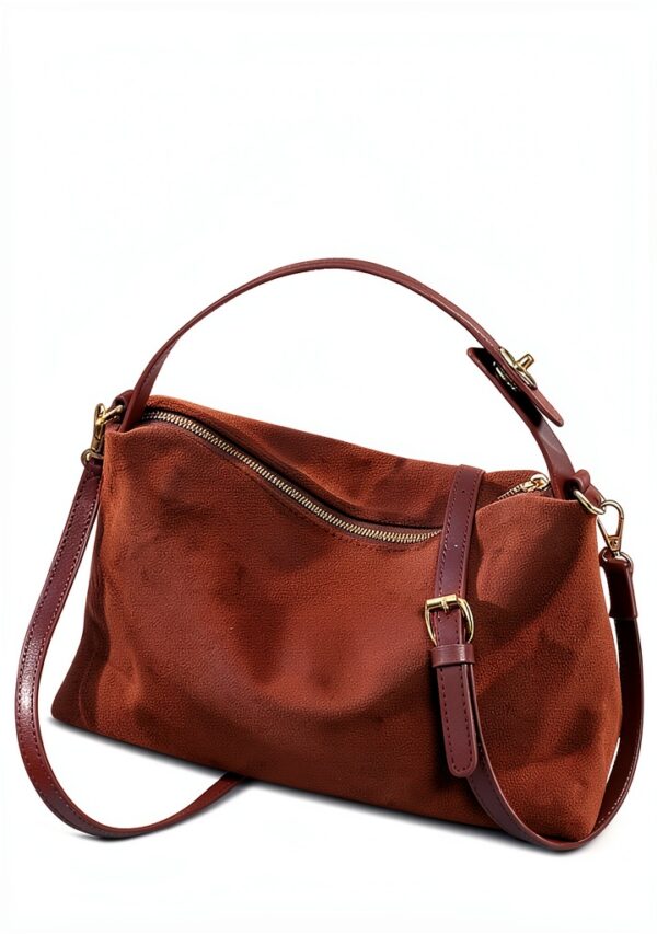 Amexo Borsa a Tracolla Piccola da Donna in Pelle Scamosciata, Borse a Mano Morbide con Tracolla Regolabile e Rimovibile, PU Pelle Sintetica Borsetta Moda Borse Spalla Crossbody Bag-4