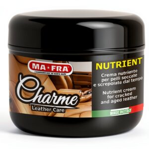 MAFRA, Charme Nutrient, Crema Nutriente e Detergente per Interni Auto in Pelle, Ideale per Pulizia, Riduce Grinze e Decoloramento, Effetto Anti-Invecchiamento, Confezione da 150 ml-0