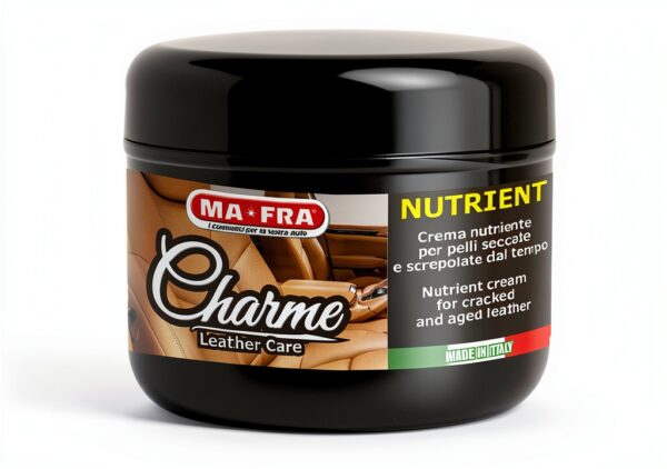 MAFRA, Charme Nutrient, Crema Nutriente e Detergente per Interni Auto in Pelle, Ideale per Pulizia, Riduce Grinze e Decoloramento, Effetto Anti-Invecchiamento, Confezione da 150 ml-0