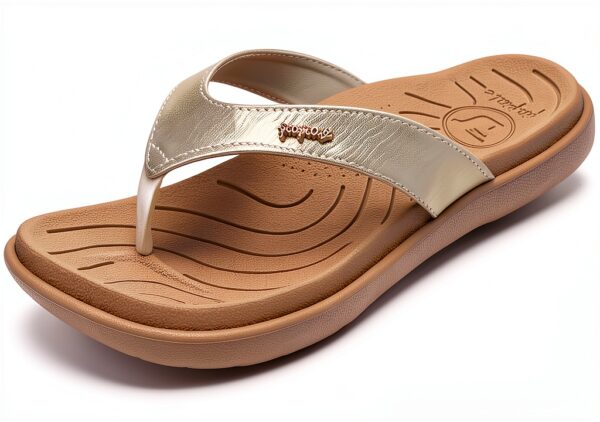 jiajiale Infradito Donna Moda Ortopediche Estive Comode Pelle Supporto Arco Plantare Flip Flop Doccia Spiaggia Piscina Aperte Mare Leggere Eleganti Ciabatte Antiscivolo Gomma Suole Beige EU38-6