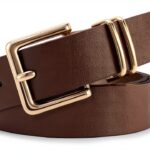 Cintura Donna VONMELLI in PU con Fibbia Quadrata Oro e Beige-0