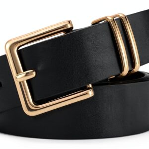 Cintura Donna VONMELLI in Pelle PU con Fibbia Quadrata Oro Nero-0