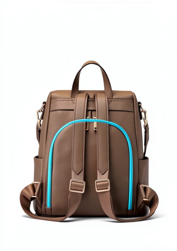Kattee Zaino da donna in vera pelle antifurto, alla moda, borsa a tracolla per tablet da 11 pollici, cachi, Minimalista-2