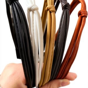 5 Cerchietti per Capelli Donna in Vera Pelle, Set 5 Colori Eleganti, Fascia Capelli Sottile e Morbida per Ragazze e Donne, Fascia Capelli Headband alla Moda per Tutti i Giorni-0