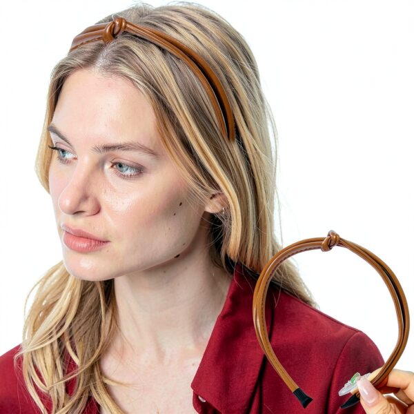 5 Cerchietti per Capelli Donna in Vera Pelle, Set 5 Colori Eleganti, Fascia Capelli Sottile e Morbida per Ragazze e Donne, Fascia Capelli Headband alla Moda per Tutti i Giorni-4