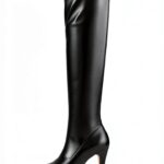 Feinlina Nero Donne sopra il ginocchio alto Stiletto Piattaforma Tacco Stivali Notte Sexy Moda Pelle Coscia Stivali alti-0