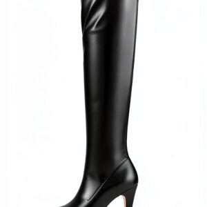 Feinlina Nero Donne sopra il ginocchio alto Stiletto Piattaforma Tacco Stivali Notte Sexy Moda Pelle Coscia Stivali alti-0