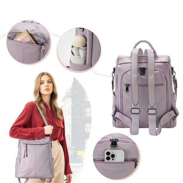 VX VONXURY Zaino Donna Antifurto con Tracolla Staccabile, Borsa a-3