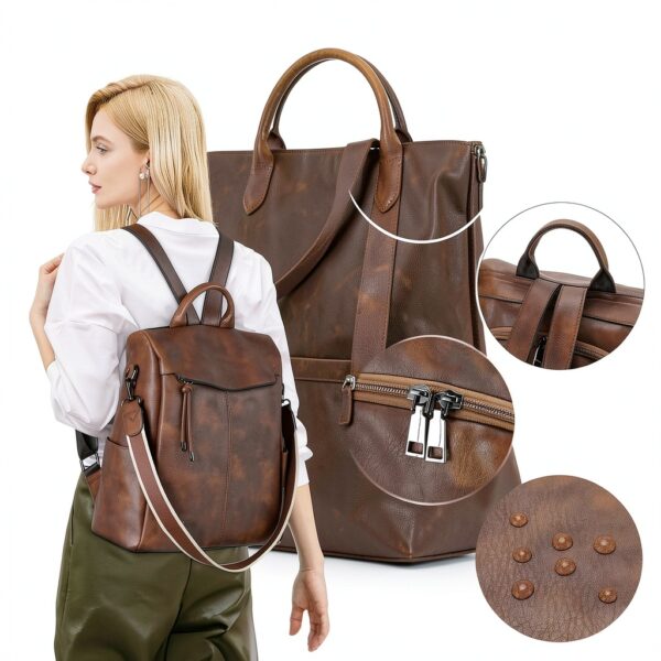 VX VONXURY Zaino Donna Antifurto con Tracolla Staccabile, Borsa a-4