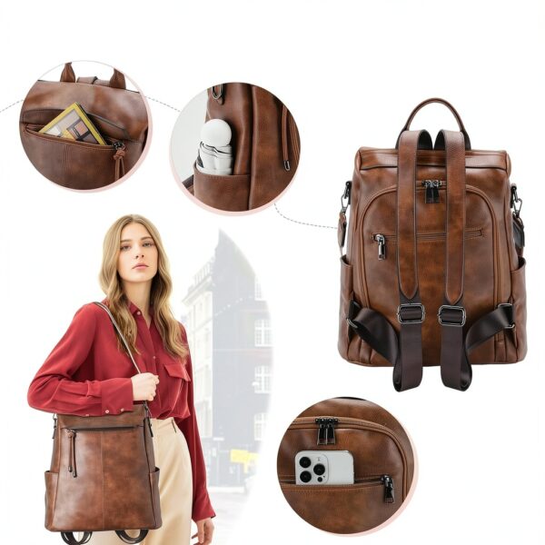 VX VONXURY Zaino Donna Antifurto con Tracolla Staccabile, Borsa a-3