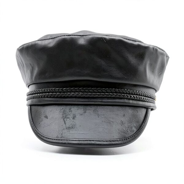 Cappello da donna con visiera in pelle PU, stile pescatore, cappello da capitano Paperboy, nero, Nero , 1-4