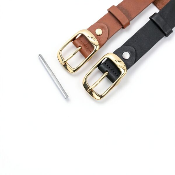 LEACOOLKEY Cinture Donna in Pelle PU con Fibbia Dorata, Set da 2 Pezzi-4