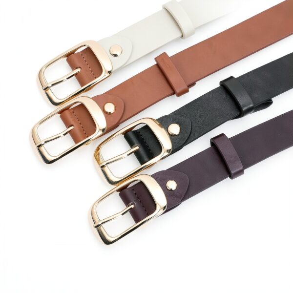 LEACOOLKEY Cinture Donna in Pelle PU con Fibbia Dorata, Set da 2 Pezzi-6