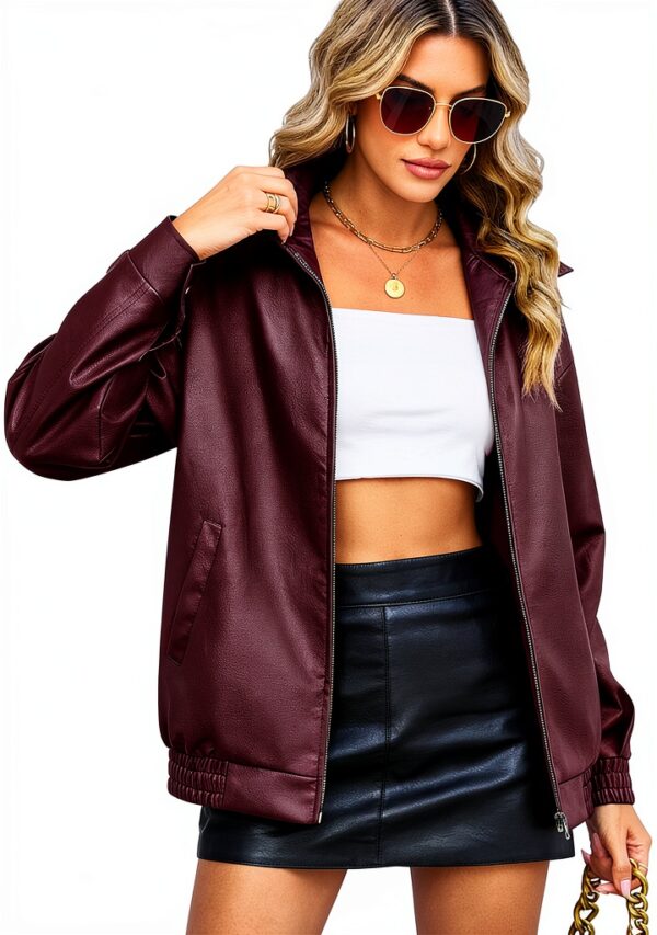 CMTOP Giacca Donna Pelle Giacca Similpelle Donna Giubbotto in PU Ecopelle, Moda Y2k Giacche Casual Motociclista Giubbino Streetwear Capispalla con Tasche per Primaverile Autunnale-0