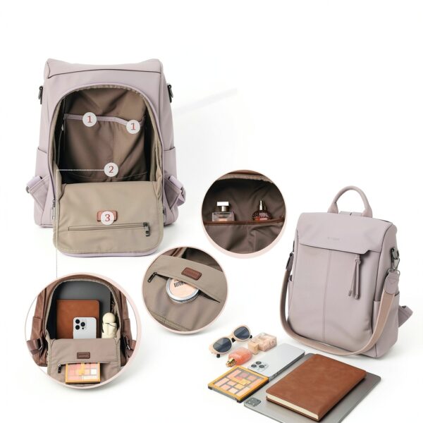 VX VONXURY Zaino Donna Antifurto con Tracolla Staccabile, Borsa a-2