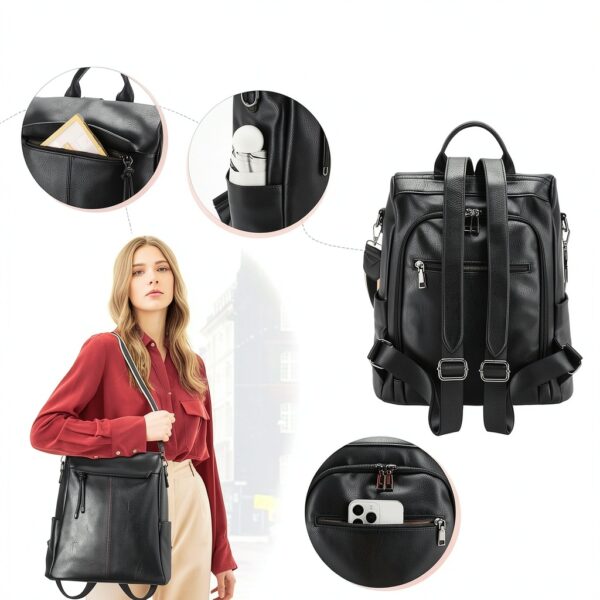 VX VONXURY Zaino Donna Antifurto con Tracolla Staccabile, Borsa a-3